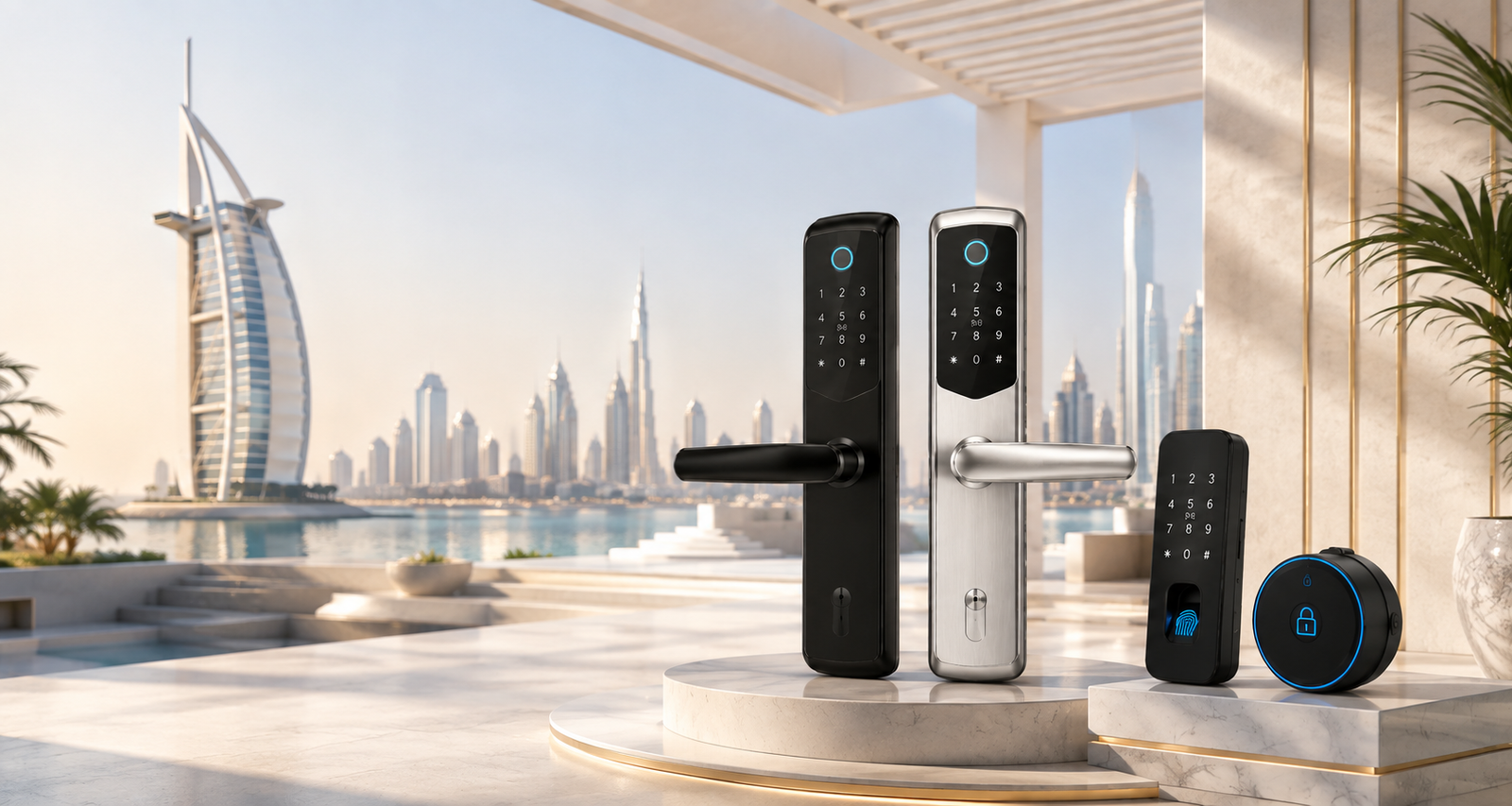 Premium smart door lock in a luxury property